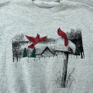 Vintage Cardinals Winter Mailbox Sweatshirt Mens S/M Snow Bird Crewneck USA 90s